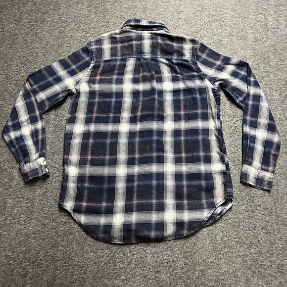 Mossimo Supply Co. Boyfriend Fit Fannel Shirt Women's Small Navy Plaid - Picture 5 of 7